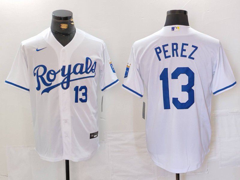 Men Kansas City Royals #13 Perez White Game 2024 Nike MLB Jersey style 3->kansas city royals->MLB Jersey